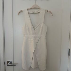 Finders Keepers Cream Sheath Mini Dress V-neck Sleeveless